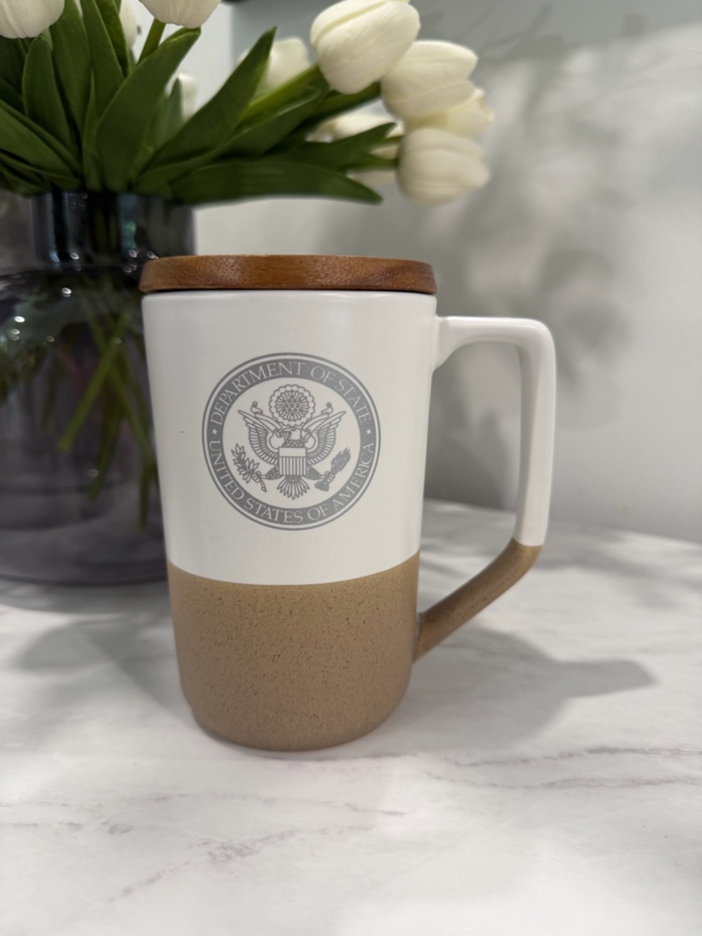 State Department Two-Tone Ceramic Travel Mug with Cuppa